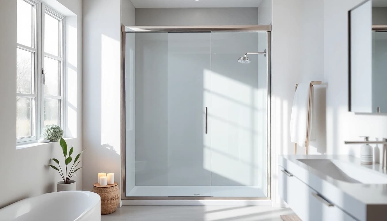 Elegant shower screen sliding door in a contemporary bathroom, emphasizing design and functionality.