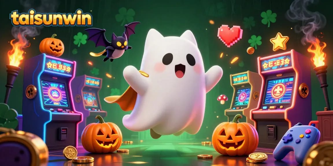 Experience the magic of taisunwin with a friendly ghost cat and dynamic casino elements in a haunted setting.