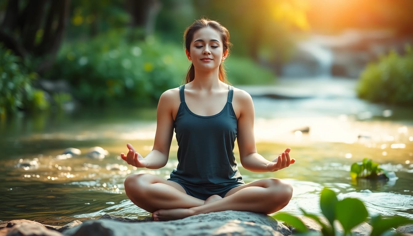 Easing stress and anxiety through meditation in a peaceful natural setting.
