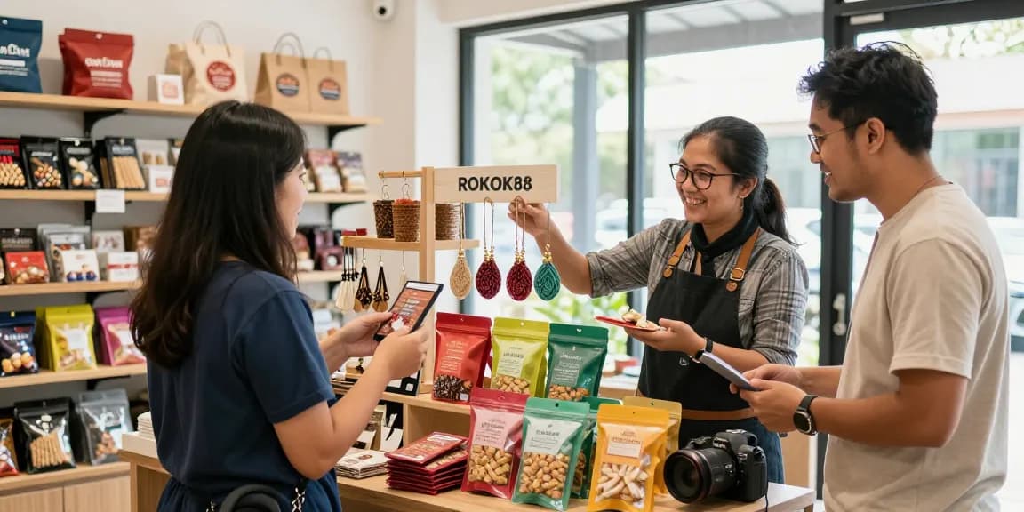Explore the vibrant local products at ROKOK88, supporting UMKM with unique craftsmanship.