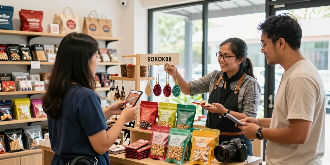 Explore the vibrant local products at ROKOK88, supporting UMKM with unique craftsmanship.