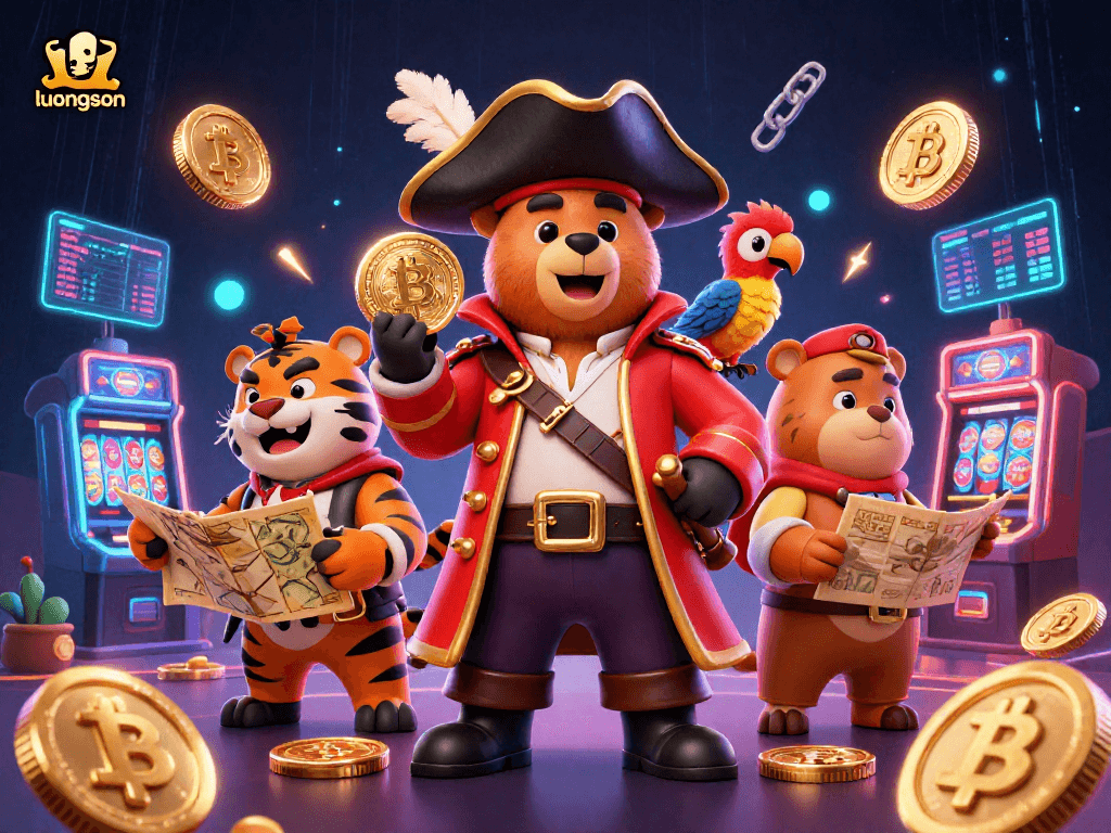 Experience thrilling gambling with luongson's vibrant pirate-themed digital casino illustration.
