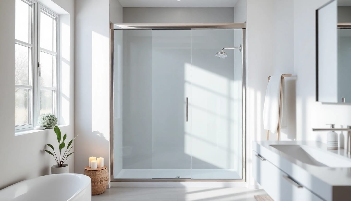 Elegant shower screen sliding door in a contemporary bathroom, emphasizing design and functionality.
