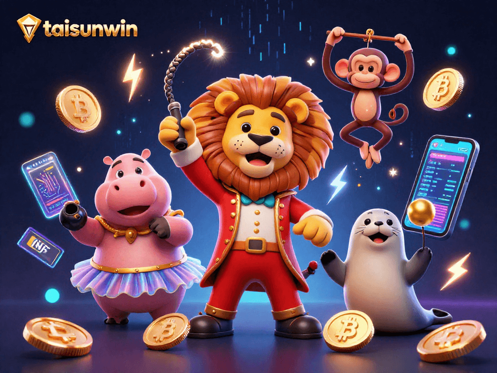 Engage with taisunwin's thrilling casino experience featuring vibrant characters and crypto elements.