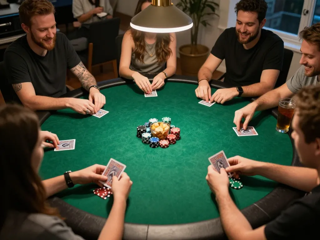 Players enjoy a thrilling poker game night at home with the sunwin app on display