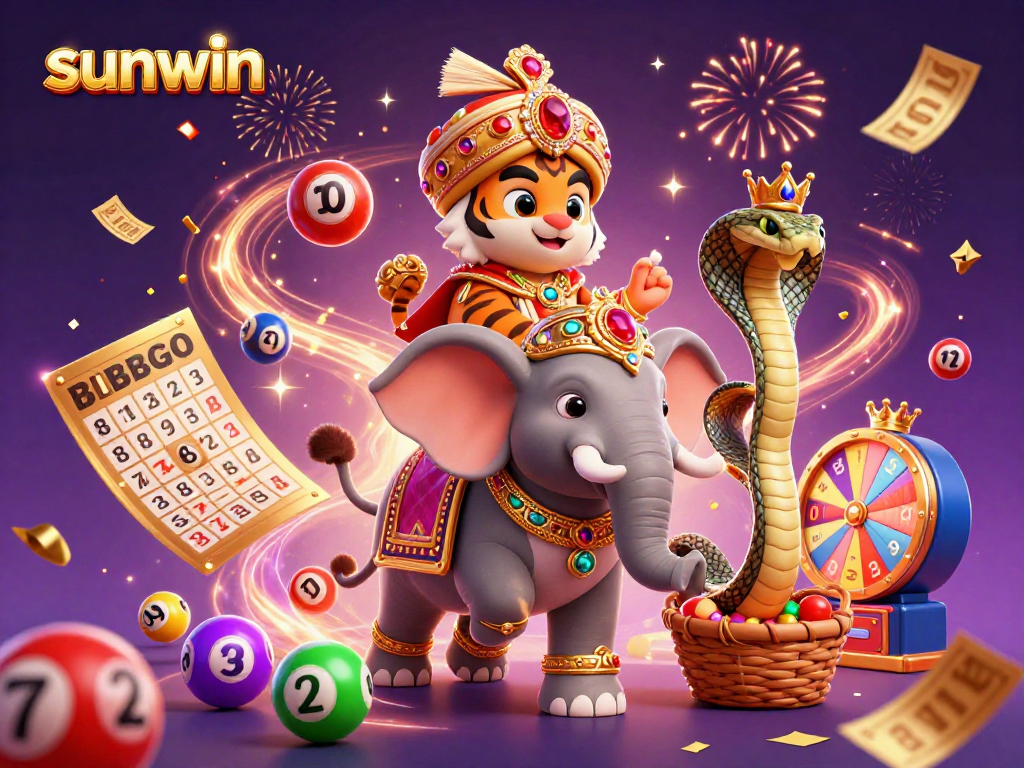 Experience sunwin's vibrant energy in this dynamic scene featuring lucky characters and exciting game elements.