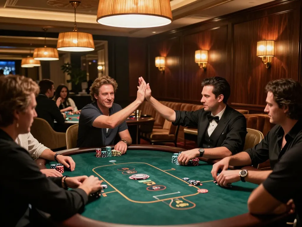 DA88 poker game in upscale VIP area showcasing intense gameplay and luxurious decor
