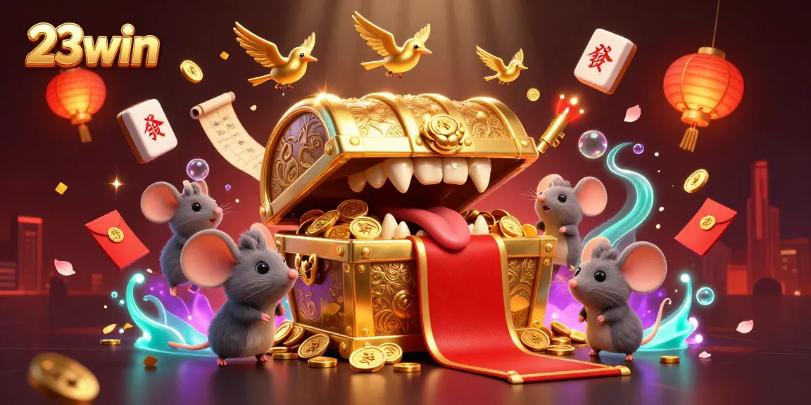 Experience rich gaming adventures at 23win with animated treasures, casino elements, and lively ambiance.