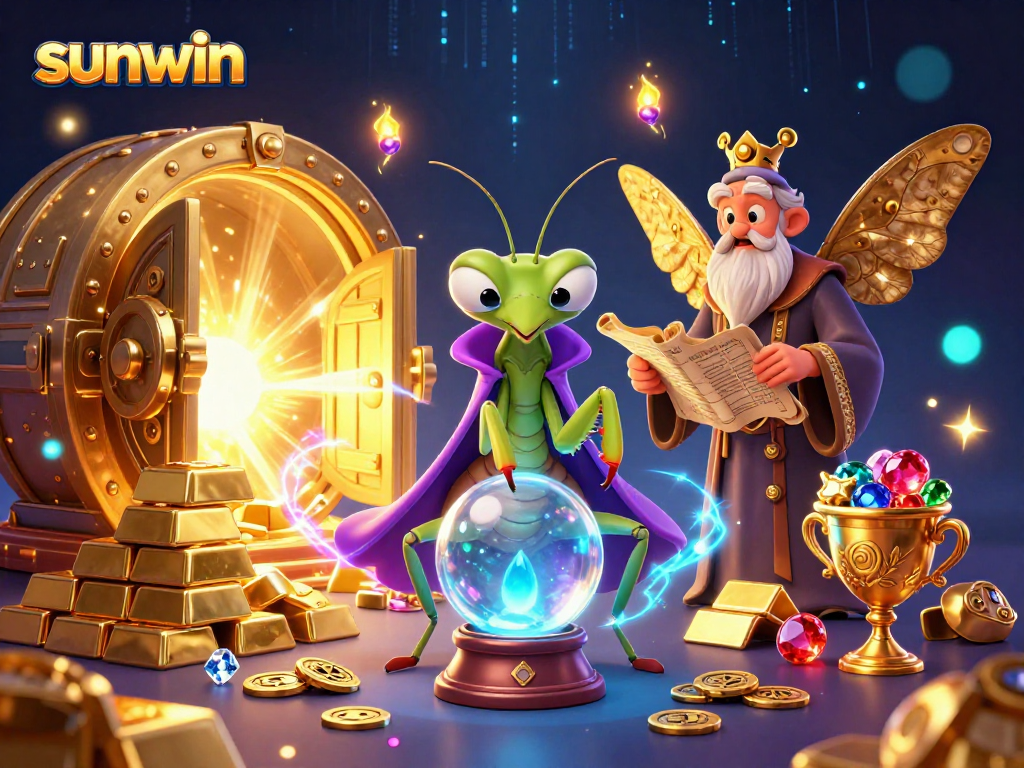 Experience thrilling spins and big wins at sunwin with mystical fortune teller illustration.