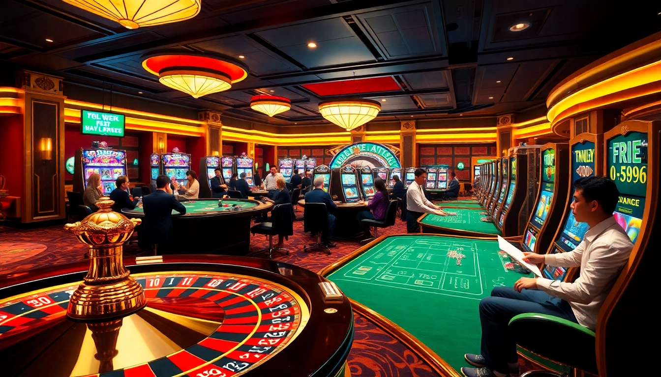 Experience the thrill of gambling with free credit mega888 at a luxurious casino showcasing exciting games.