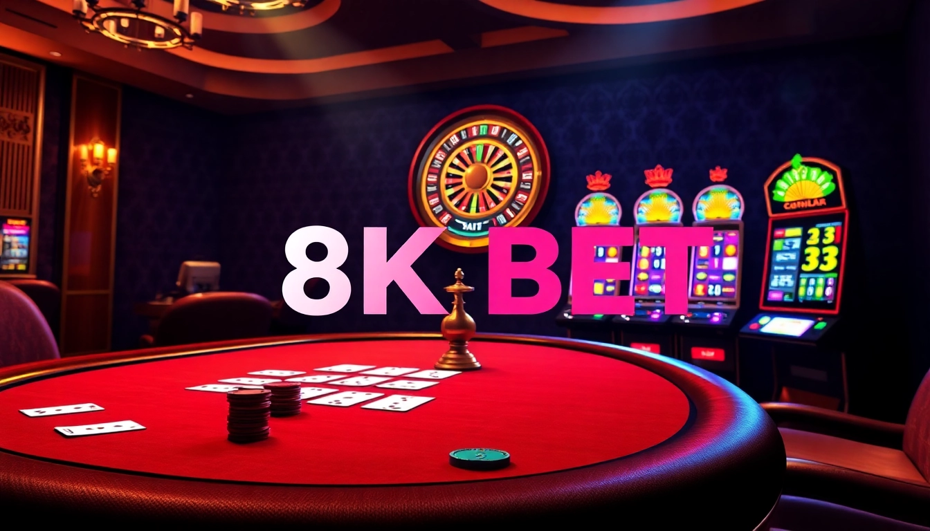 8KBET offers an elegant online gambling experience, featuring vibrant slots and poker tables.
