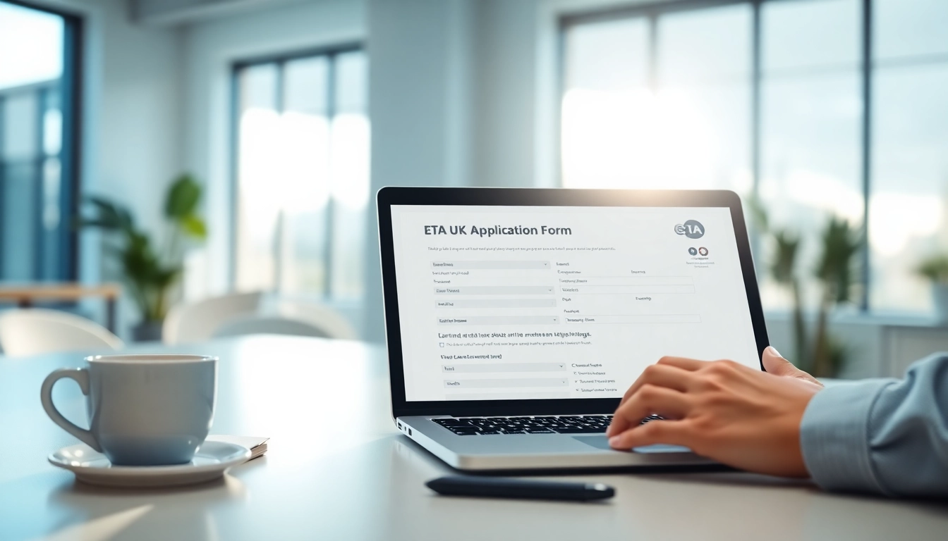 Fill out the eta uk application form with a professional and organized workspace.