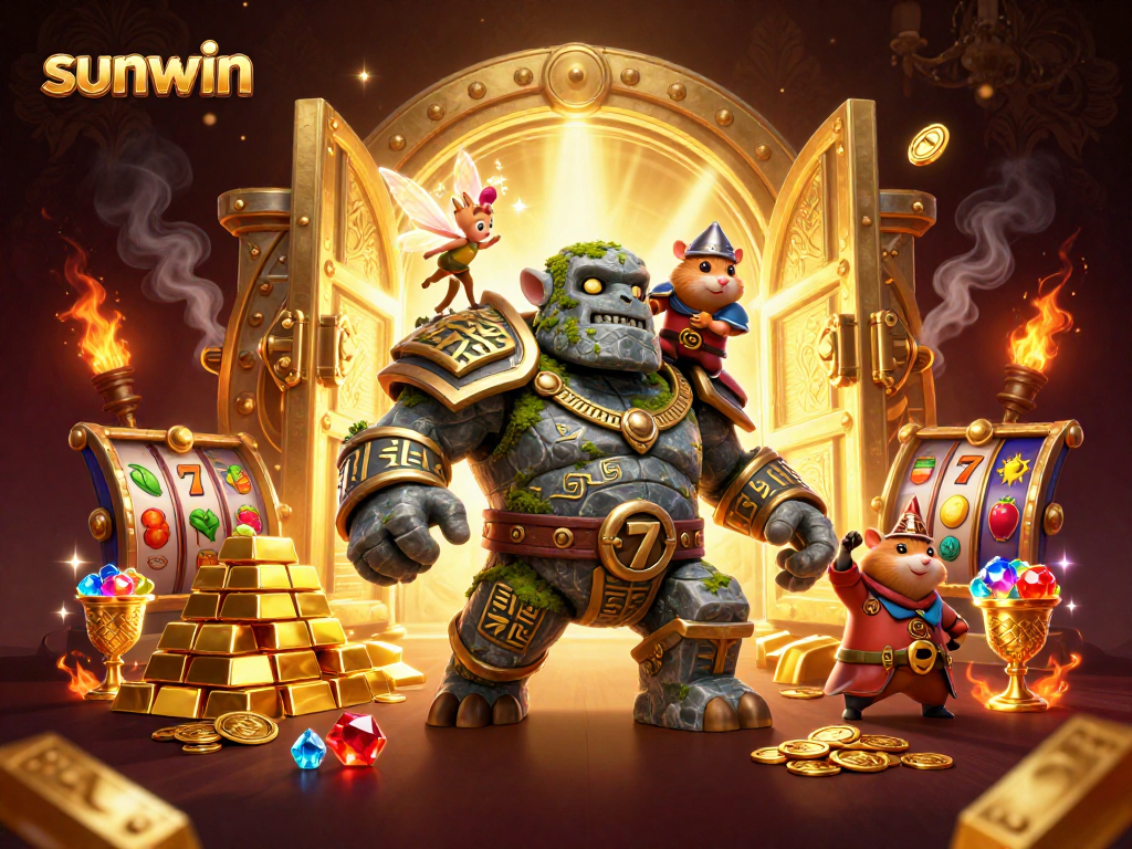 Experience the thrill of sunwin with vivid casino magic and adventure in this 3D artwork.