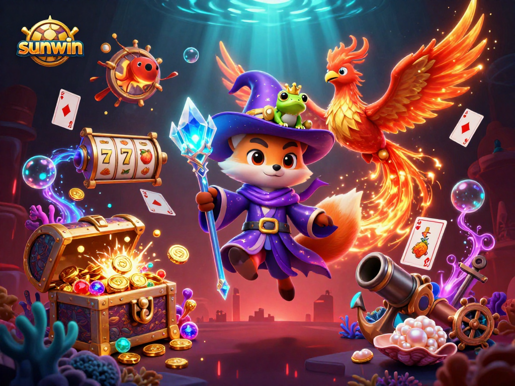 Experience the thrilling gameplay of sunwin casino with vibrant slot elements and magical creatures.