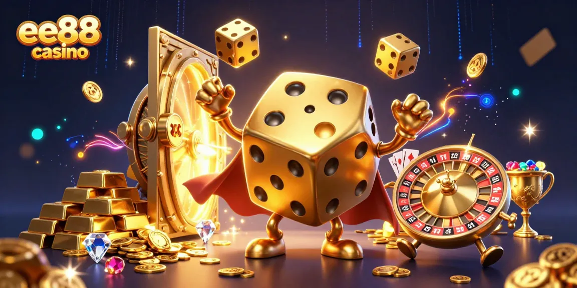 Experience winning thrills at ee88 casino with vibrant golden dice and dynamic gaming elements.