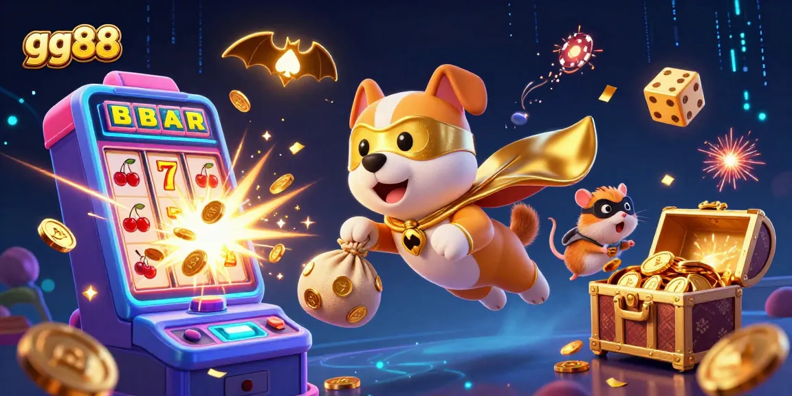 Experience excitement at gg88 with a jackpot explosion of coins and a superhero dog!