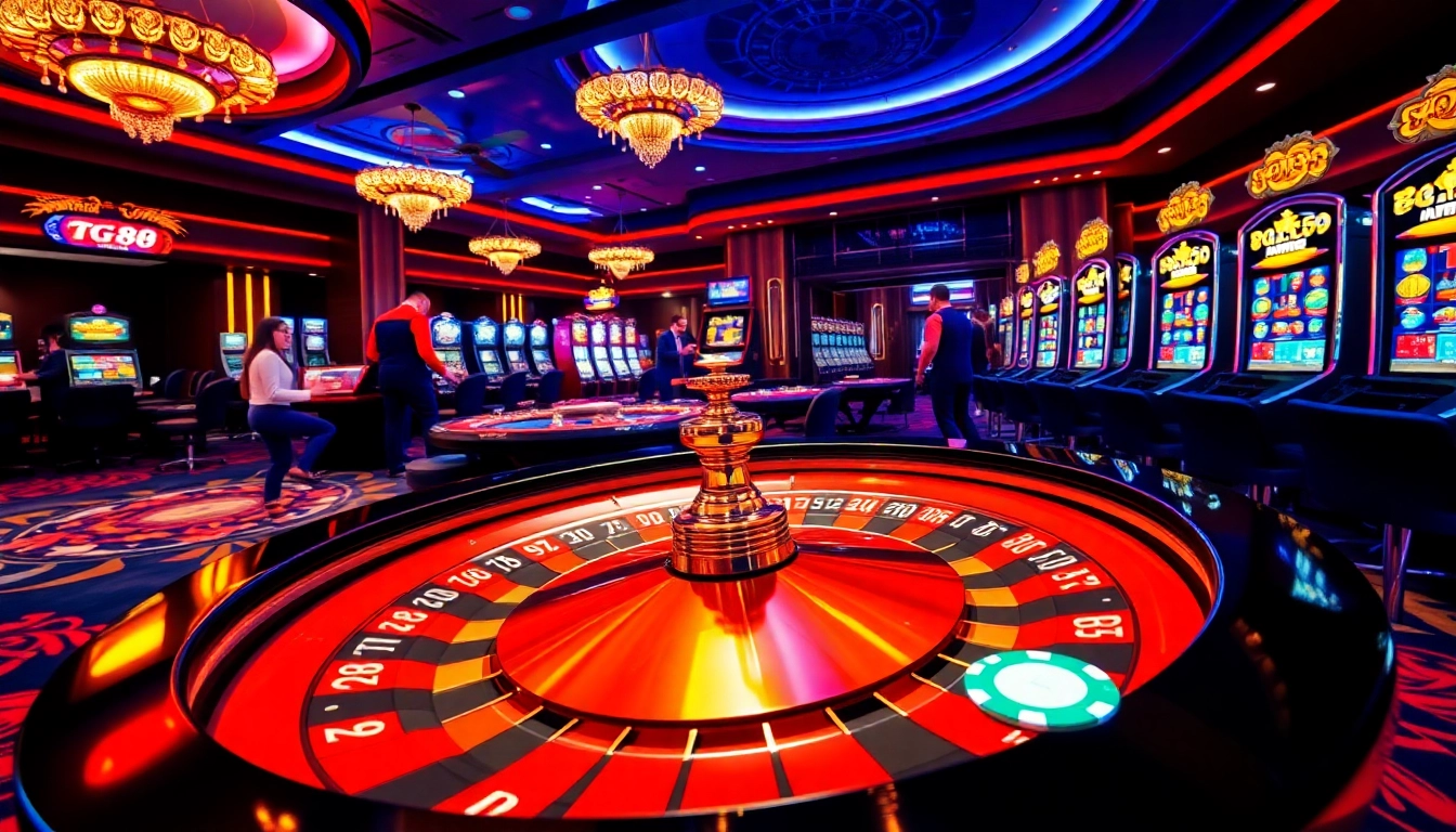 Experience the excitement of https://tg88.name in a luxurious casino environment with roulette and poker chips.