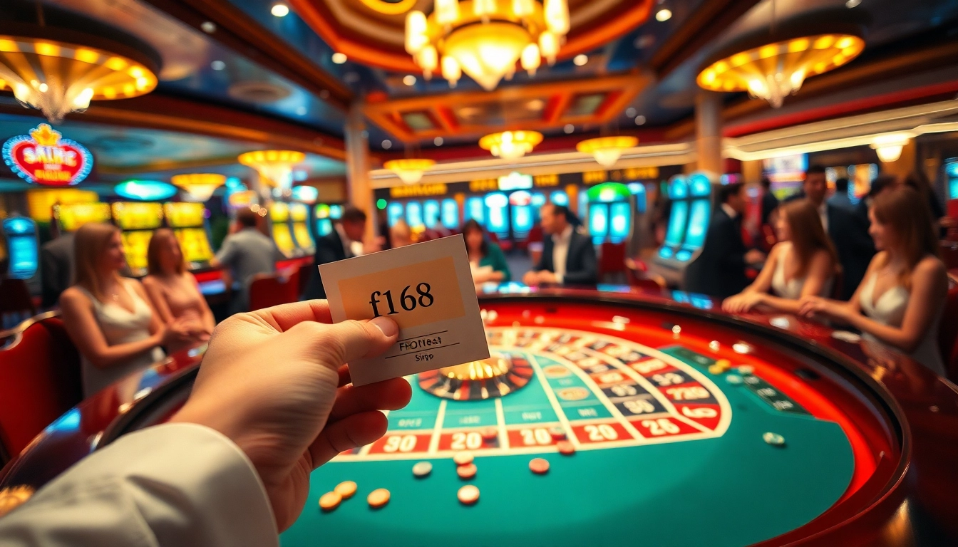 Experience the thrill of betting at f168 with vibrant casino tables and excited players.