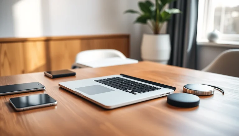 Ver la MacBook Air M3 sobre un elegante escritorio con accesorios modernos.