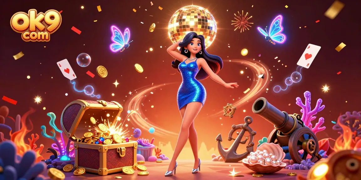 Win big with ok9 com in this vibrant casino-themed scene filled with immersive gambling elements.