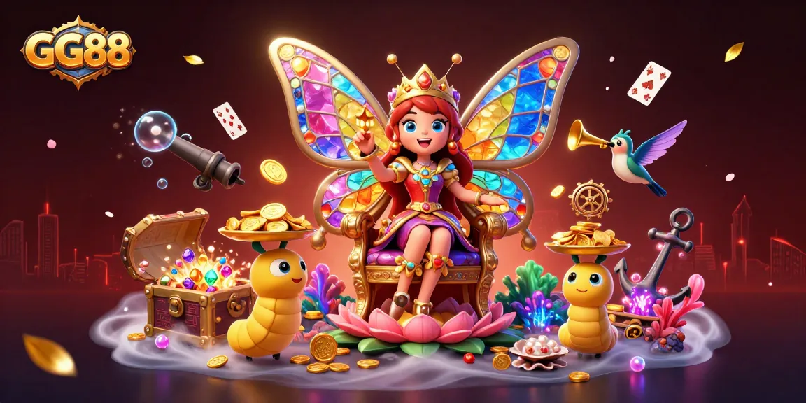 Engage with GG88 in an enchanting 3D casino realm filled with treasures and vibrant characters.